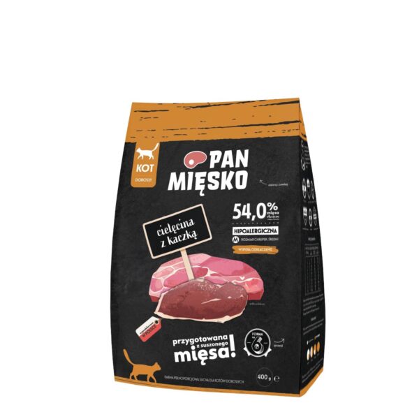 Pan Mięsko karma sucha dla kota Cielęcina z kaczką M 400g