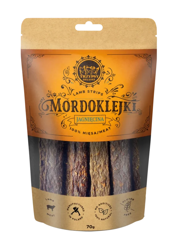 TRZYPSY MORDOKLEJKI Z JAGNIĘCINY 70G / 100% mięsa / Przysmak dla psa