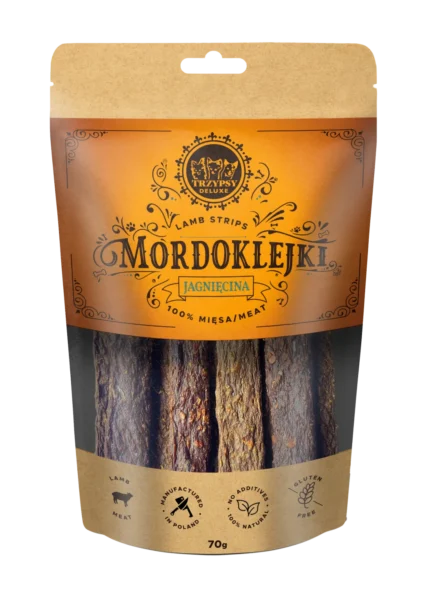 TRZYPSY MORDOKLEJKI Z JAGNIĘCINY 70G / 100% mięsa / Przysmak dla psa