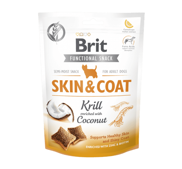 BRIT CARE FUNCTIONAL SNACK SKIN&COAT KRILL 150g / Półmiękki przysmak