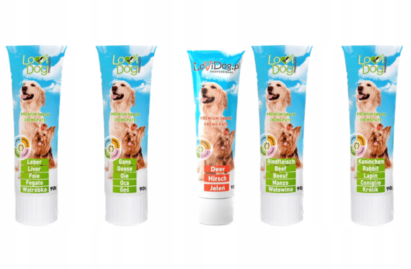 ba7824fa2bf99ae60b1e90d58aa17c15.png LOVI DOG TUBKA Pasztet dla psa 5 x 90G mix smaków