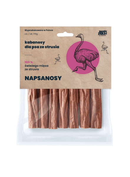 HAPPY SNACKY NAPSANOSY  STRUŚ 7SZT PSI PRZYSMAK