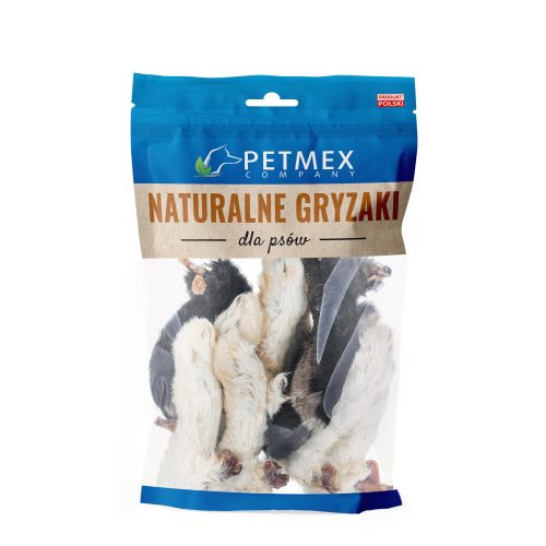 dc842b410ce94b28b99fcdf6c8542155.jpg PETMEX - Łapki królicze z futrem gryzak naturalny 200g