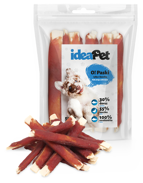 ideaPet Paski ryby z kaczką 500g / Przysmak dla psa