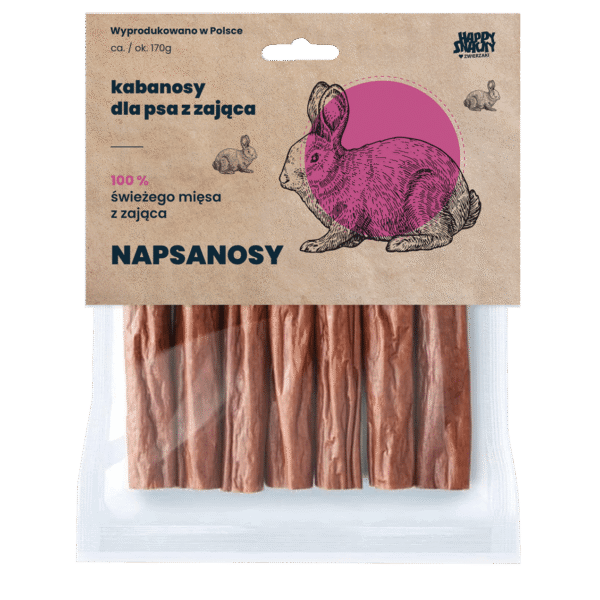 HAPPY SNACKY NAPSANOSY Z ZAJĄCA 7SZT PSI PRZYSMAK