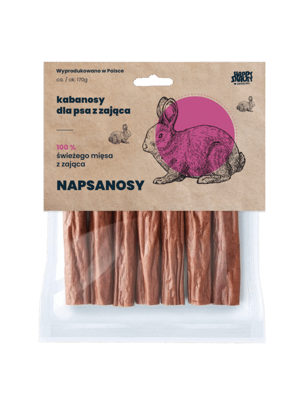 HAPPY SNACKY NAPSANOSY Z ZAJĄCA 7SZT PSI PRZYSMAK