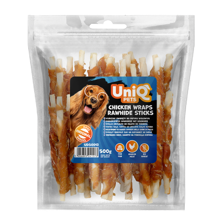 08177992219a0816bdbf62825a4cec7d.png UNIQ PETS dog snacks 500g Kurczak owinięty na patyku wołowym