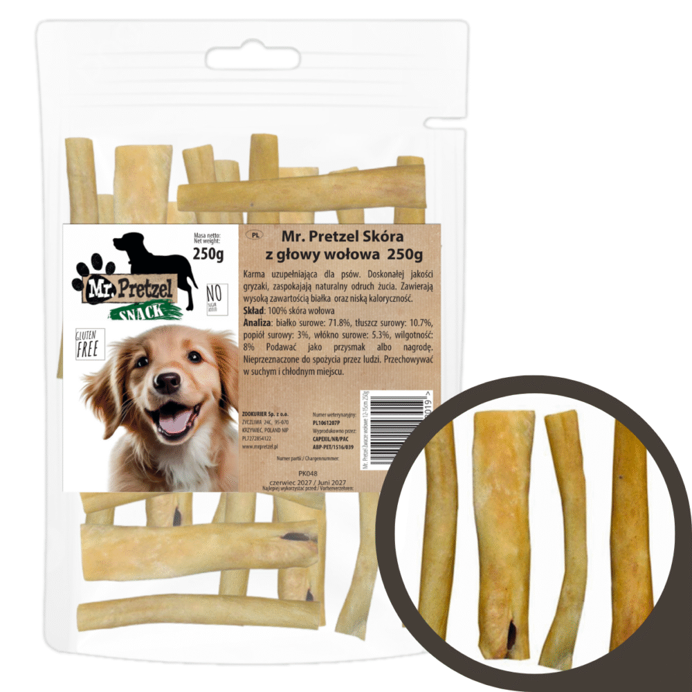 088bdf55550e9f67ee6412afbfd70026.png Mr. Pretzel Skóra wołowa z głowy 250g