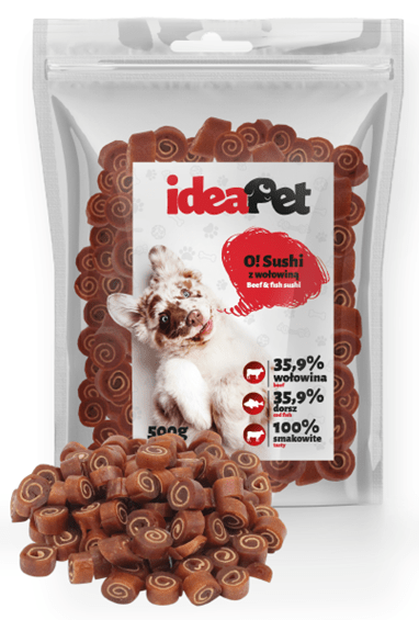 ideaPet Sushi z wołowiną 500g / Przysmak dla psa