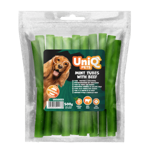 1a8d4712b15dd5e577460ea78eb6e15b.png UNIQ PETS dog snacks 500g Tuba miętowa z wołowiną