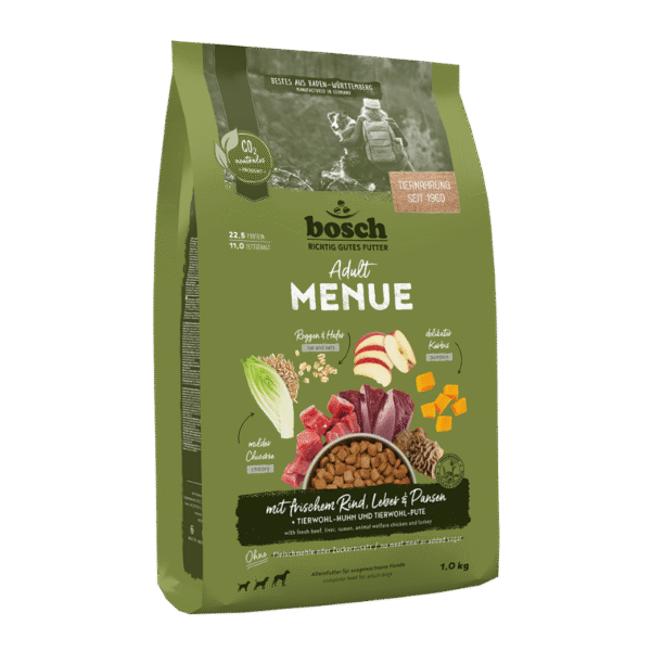 BOSCH MENUE ADULT – sucha karma dla psa ze świeżą wołowiną 1 kg