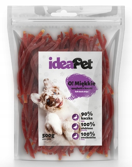 IdeaPet Miękkie Spaghetti z kaczki 500g / Przysmak dla psa