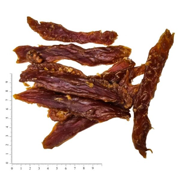 4b17d73d2c22c8a4a1b06e6a9ab9de05.jpg MIĘKKIE PASKI Z KACZKI PRZYSMAK DLA PSA 500g Lupipets
