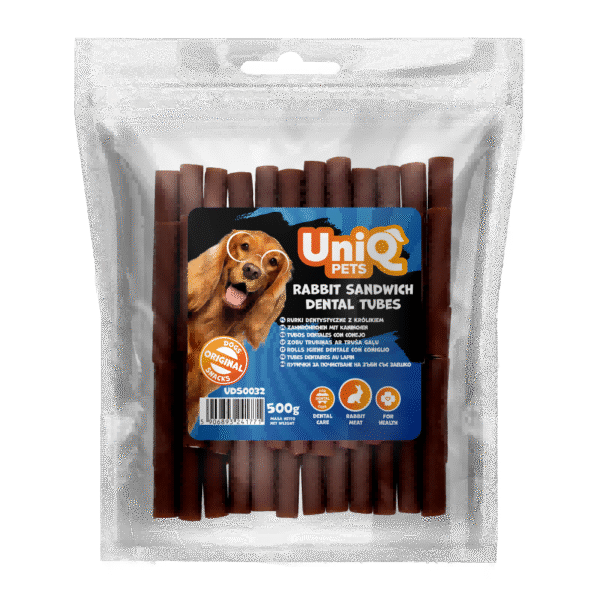 UNIQ PETS dog snacks 500g Rurki dentystyczne z królikiem