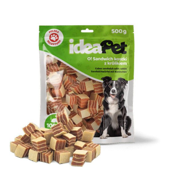 ideaPet Przysmak dla psa - Sandwich kostki z królikiem 500g