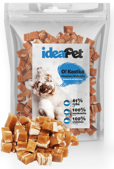 ideaPet Kostka z łososiem i białą rybą 500g / Przysmak dla psa