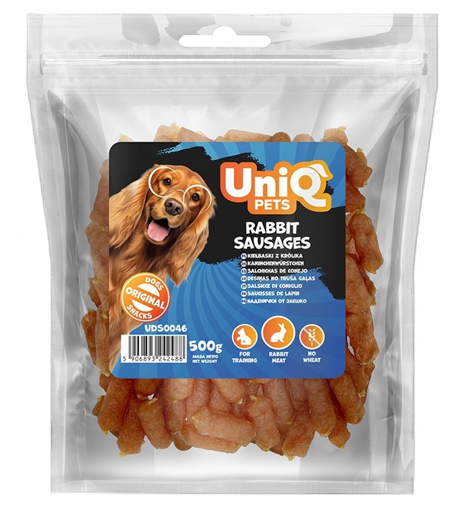 UNIQ PETS Przysmak dla psa z królika kiełbaski 500g