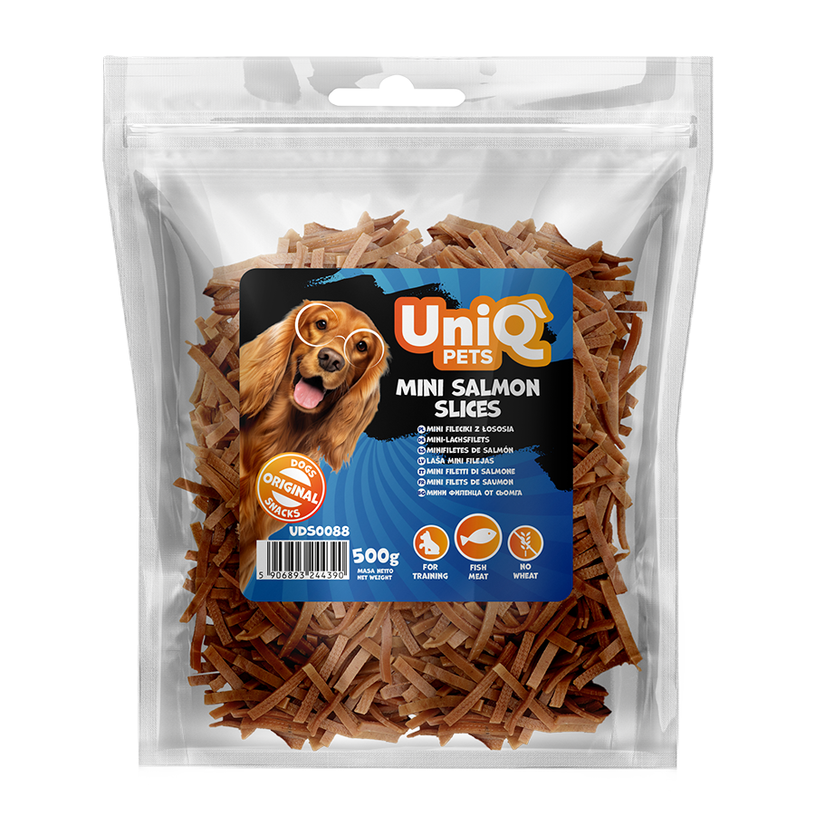 UNIQ PETS mini fileciki z łososia przysmaki dla psa 500g