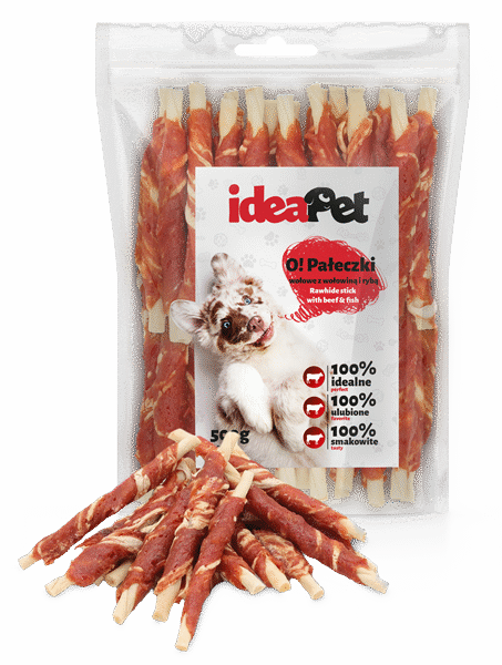ideaPet Pałeczki wołowe z wołowiną i rybą 500g / Przysmak dla psa