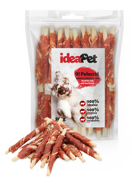 ideaPet Pałeczki wołowe z wołowiną i rybą 500g / Przysmak dla psa