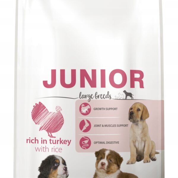 TropiDog Premium Junior LARGE TURKEY RICE 12kg