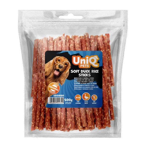 UNIQ PETS przysmaki dla psa paluszki z kaczką i ryżem 500g