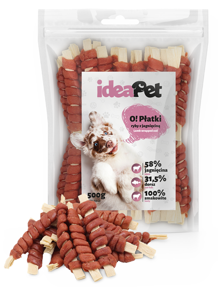 ideaPet Płatki ryby z jagnięciną 500g / Przysmak dla psa