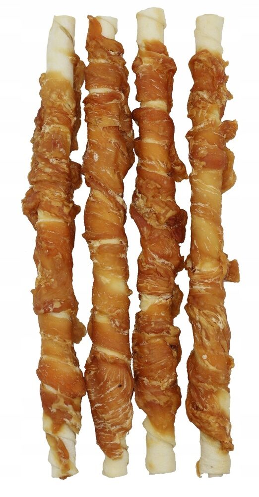 Kurczak na pałce ze skóry wołowej 28cm 320g Przysmak dla psa