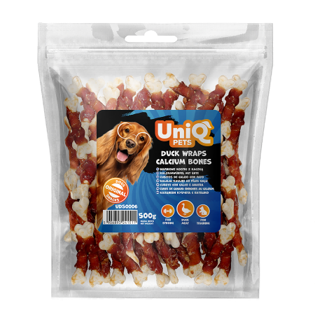 8ffae10a83cd612810e5749b12912b3e.png UNIQ PETS dog snacks 500g Wapniowe kostki z kaczką