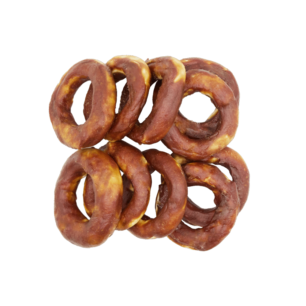 UNIQ PETS przysmaki dla psa 500g ring ze skóry wołowej z kaczką 10 cm