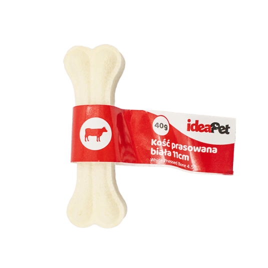 ideaPet Gryzak dla psa - Kość prasowana biała 11 cm