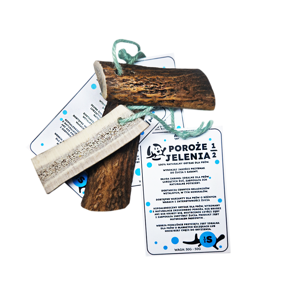 GRYZAK NATURALNY poroże jelenia dla psa S SOFT połówka 9-11 cm