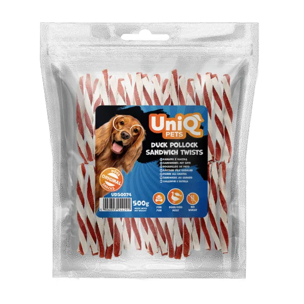 UNIQ PETS przysmaki dla psa 500g kanapki z kaczką