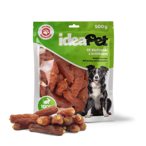 ideaPet Przysmak dla psa - Kiełbaski z królikiem 500g