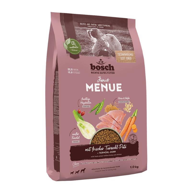 BOSCH MENUE JUNIOR – sucha karma dla szczeniąt ze świeżym drobiem 1 kg