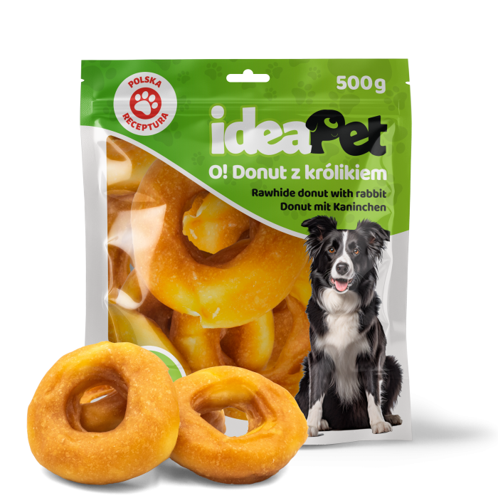 d4e1ac05fce6c1f266ee62b2f40d3407.png ideaPet Donut z królikiem 500 g – przysmak dla psa
