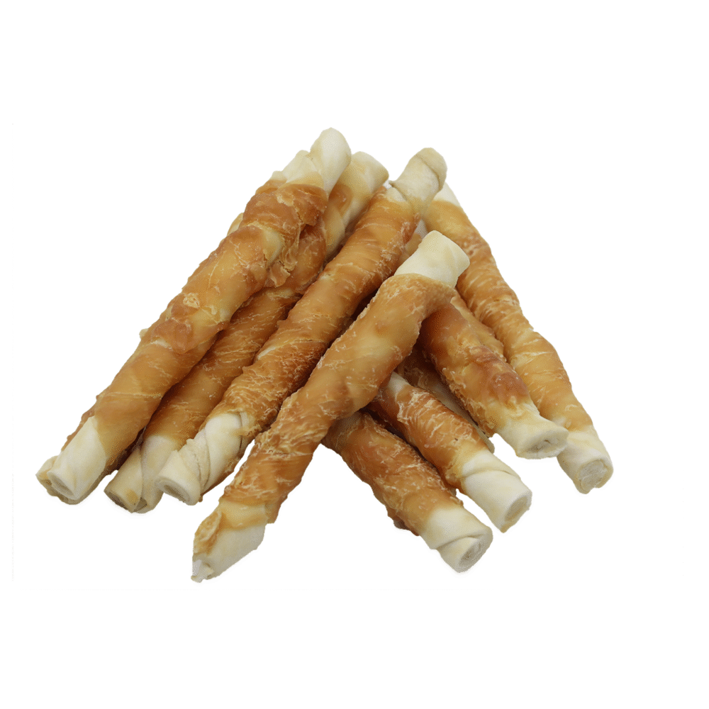 UNIQ PETS 500g długi patyk ze skóry wołowej z kurczakiem 17cm 500g Przysmak
