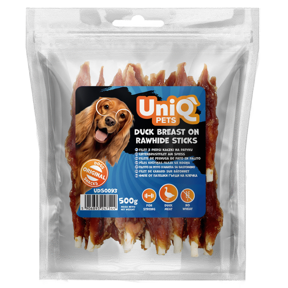 UNIQ PETS filet z piersi kaczki na patyku przysmaki dla psa 500g