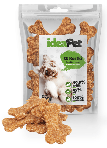 ideaPet Kostki królik z ryżem 9cm 500g / Przysmak dla psa
