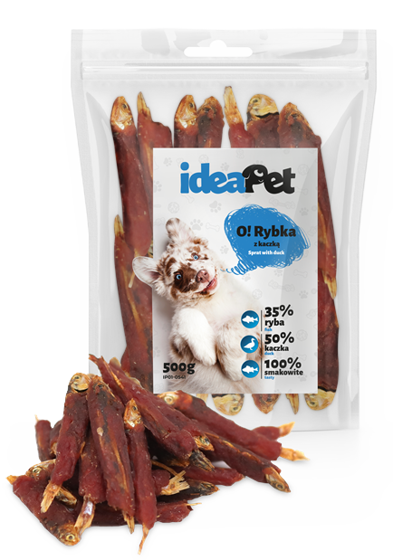 00df1c414d8c13c9ddc47678e63edfce.png IdeaPet Rybka z kaczką 500 g – przysmak dla psa