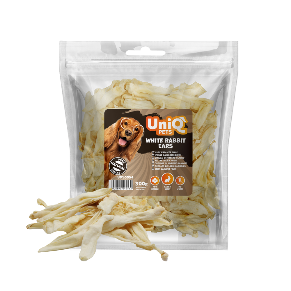 0a7e70f1d4ba0c850177acfcfee7d03a.png UniQ Pets przysmaki dla psa NATURAL 300 g uszy królicze białe - duże
