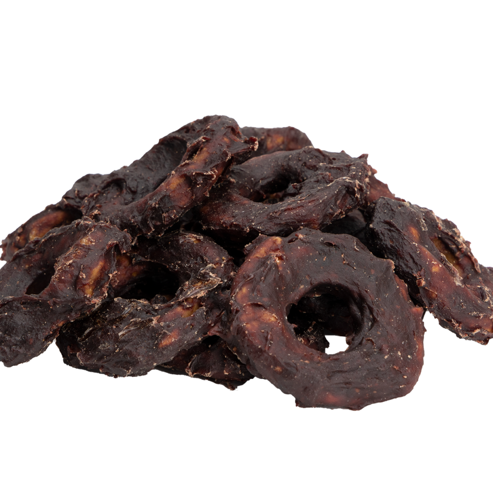 0f46d5df08a28d390e4f2a391c1a4a81.png UniQ Pets przysmaki dla psa COLLAGEN 500 g kolagenowe ringi z koniną 5 cm