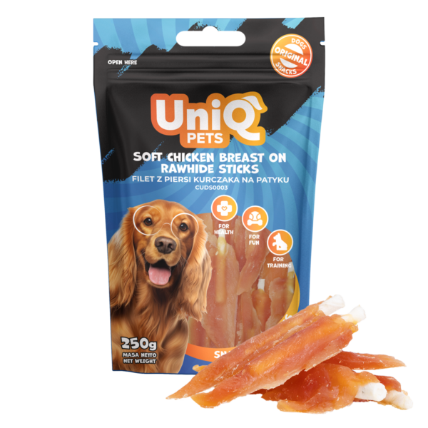 14e3319cb90b0eec1a80375e6a3574c9.png UniQ Pets przysmaki dla psa WOOFERS 250 g filet z piersi kurczaka na patyku