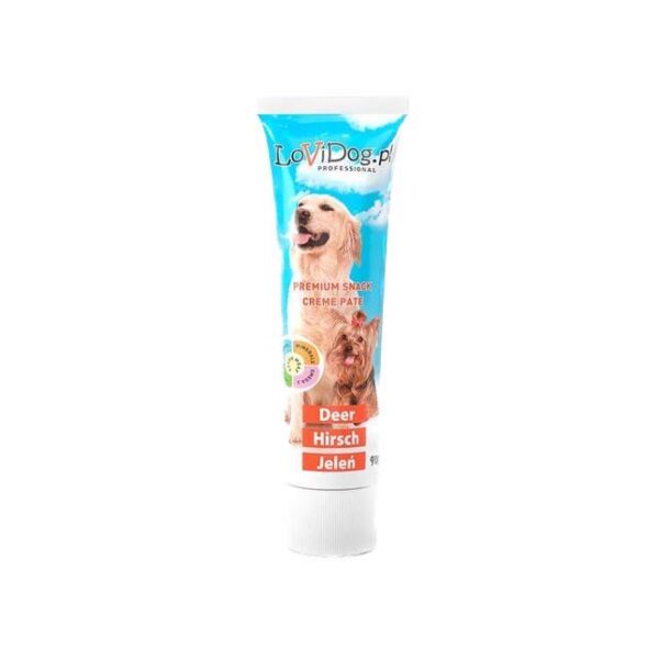 25742b08d393b6719248f329c086863f.jpg Lovidog LOVI DOG pasztet dla psa z JELENIEM TUBKA 90 g