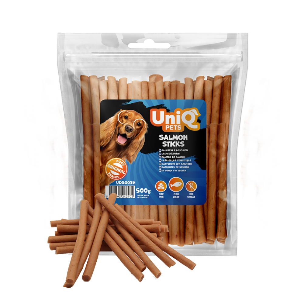 3491470d68c6ad86ab9b729f9520006d.png UniQ Pets przysmaki dla psa 500 g paluszki z łososiem