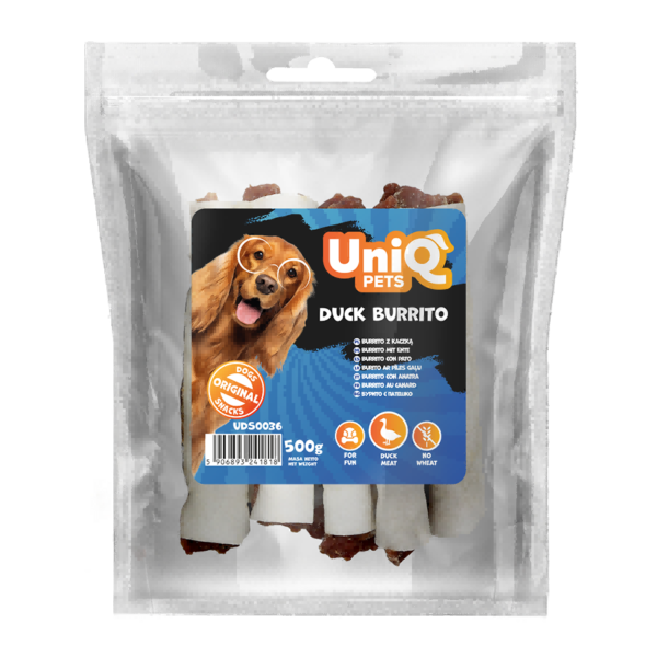 3534c58ca4aef3b347083e73cbb65d44.png UniQ Pets przysmaki dla psa 500 g Burrito z kaczką – zdjęcie produktu 2