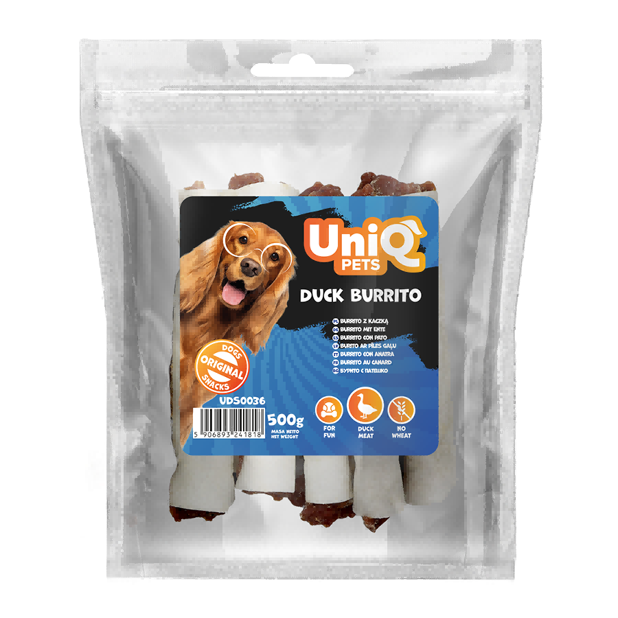 3534c58ca4aef3b347083e73cbb65d44.png UniQ Pets przysmaki dla psa 500 g Burrito z kaczką – zdjęcie produktu 2