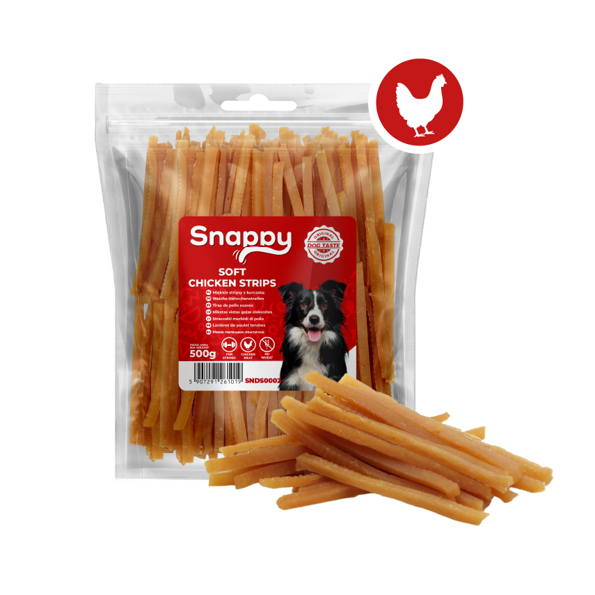 5830e1df09ac8e1110b9538bc51f9e0b.png Snappy przysmaki dla psa GOLDEN STRIPS 500 g miękkie stripsy z kurczaka