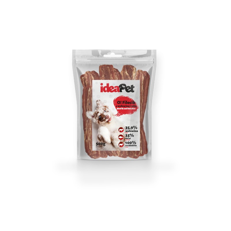 IdeaPet FILECIK Z WOŁOWINĄ I RYBĄ 500 g – przysmak dla psa