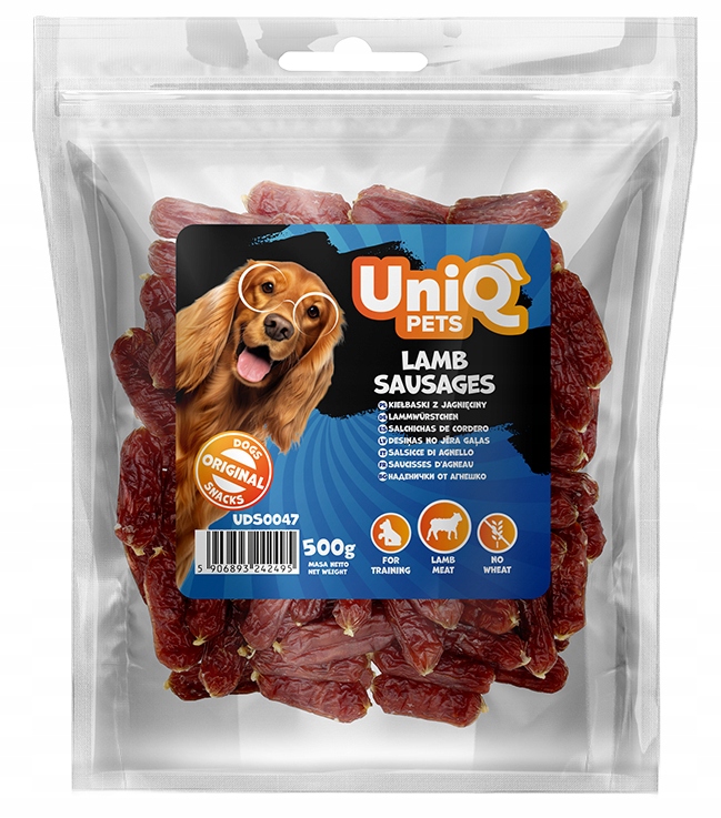 618448bacb38022025d7f4f34daab5e2.jpg UniQ Pets 500 g kiełbaski z jagnięciny – przysmak dla psa – zdjęcie produktu 2
